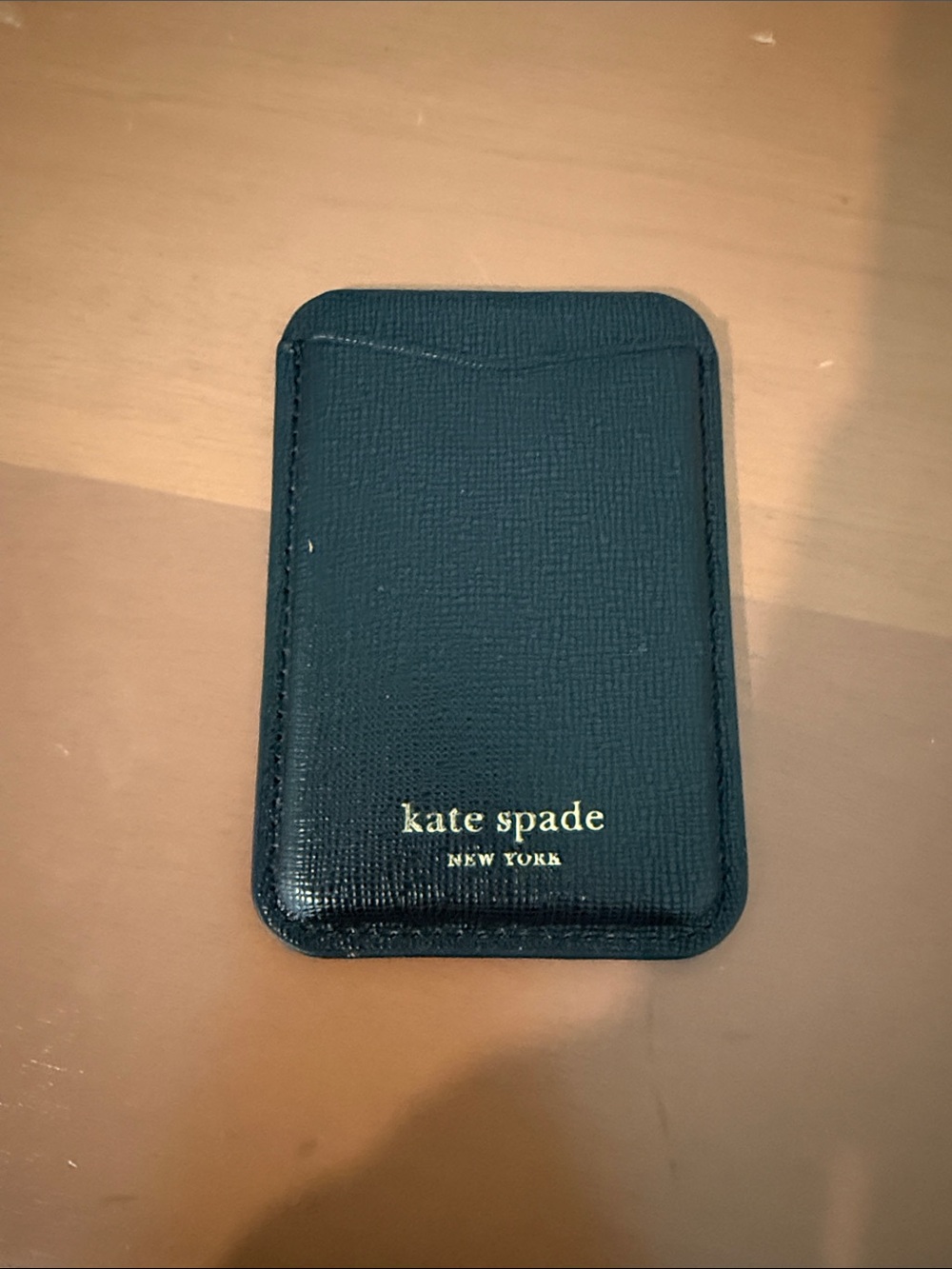 kate spade Black Leather Card Sleeve with Gold Logo